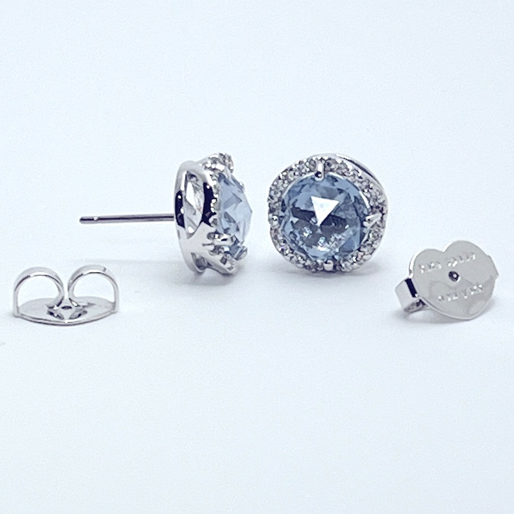 ♠️ kate spade THAT SPARKLE Pave Round Large Studs Earrings in Sapphire - Picture 3 of 7
